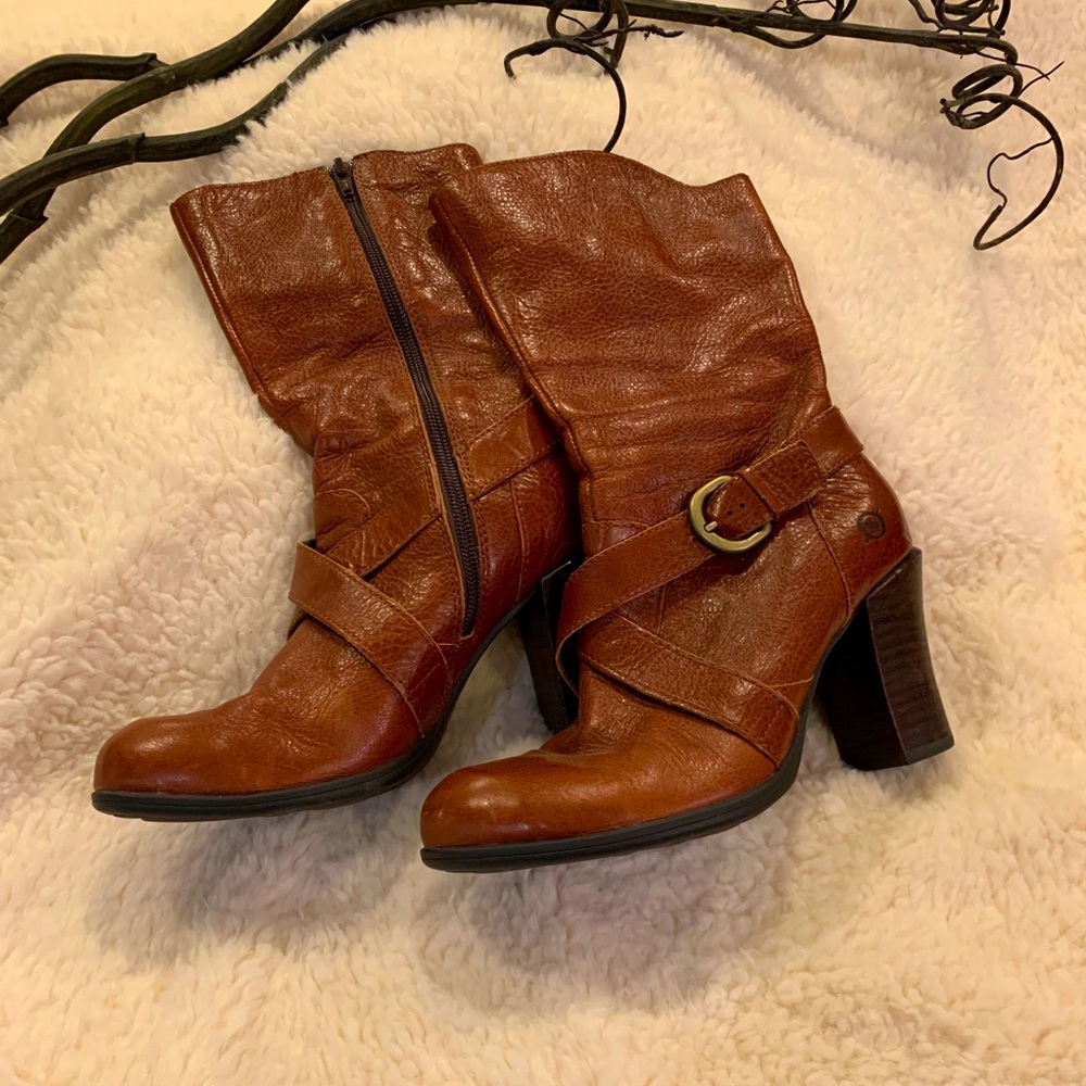 Leather Born mid-calf brown boots size 6.5